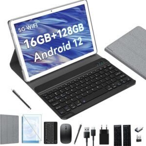 ZONKO mit 1080P FHD Videoqualität Tablet (10", 128 GB, Android 12, 2,4G+5G, 13MP mit 7000mAh Octa-Core 2,0 GHz mit Tastatur Maus SD BT GMS, Typ-c)