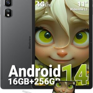 blackview 2K Display 60 Hz Octa-Core-Prozessor, 7700 mAh Akku Face ID Tablet (11", 256 GB, Android 14, 4G LTE/5G WiFi, Leistungsstarkes Multimedia-Gerät für unterwegs)