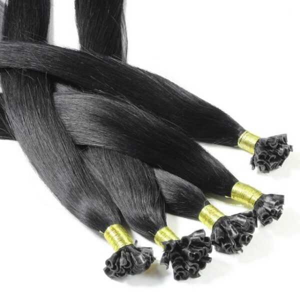 hair2heart Echthaar-Extension Bonding Extensions - glatt #2/0 Schwarz 0.5g 30cm