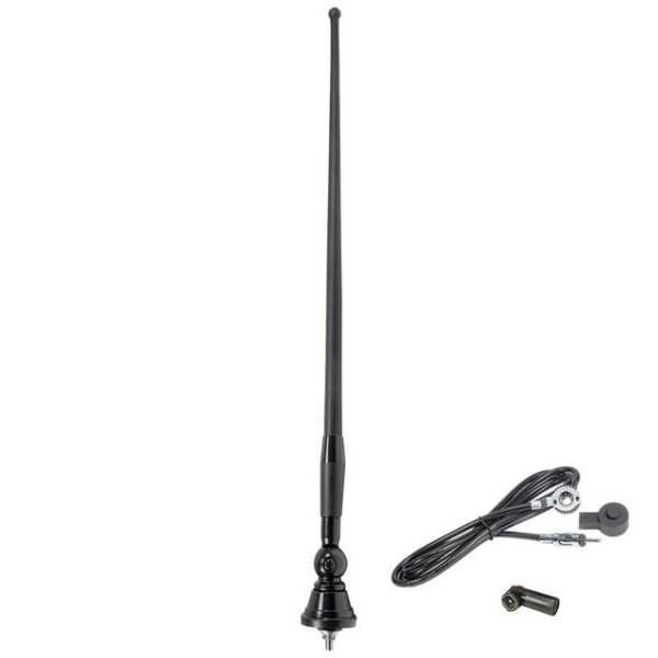 tomzz Audio Hochflexible Universal Gummi Antenne AM/FM UKW ca. 1,3m Kabel DIN+ISO Autoradio-Ersatzantennenstab