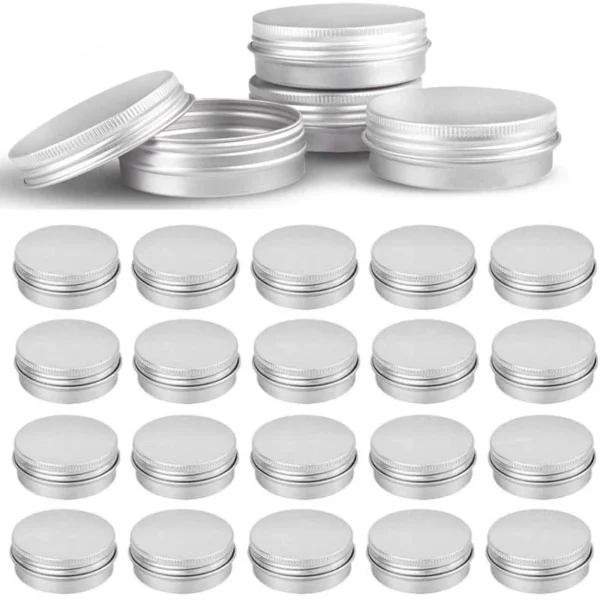 10Pcs 5g 10g 15g 20g 30g 50g Empty Silver Aluminum Tins Cans Screw Top Round Candle Spice Tins Cans