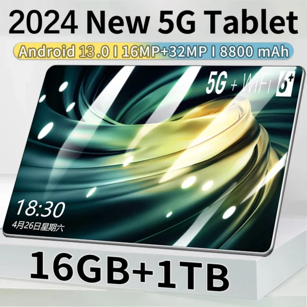 2024 Tablet 5G Android 13.0 Global Version 16GB Ram 1TB Rom New Android 10.1 inch Network Tablet