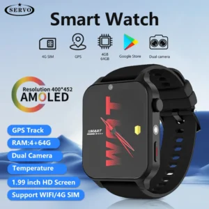 4G 64GB Smart Watch Man SIM Card APP Android Dual Camera 1.99" Screen LTE Smartwatch Google Play