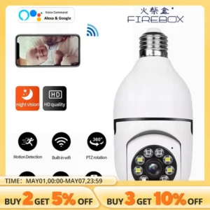 5G Bulb E27 Surveillance Camera Full Color Night Vision Automatic Human Tracking Zoom Indoor