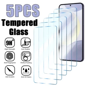 5PCS Tempered Glass For Samsung Galaxy S24 Ultra A54 A14 A13 A53 A34 A33 A52 5G S23 Plus Screen