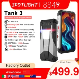 8849 Tank 3 Rugged Smartphone 32GB 512GB 23800mAh 120W Charger Dimensity 8200 5G Cell Phone 200MP