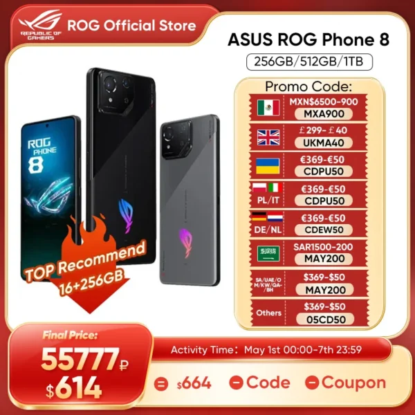 ASUS-ROG Phone 8 Smartphone Estreia Mundial Snapdragon 8 Gen 3 5G 6 78 " Tela 165HZ E-Sports