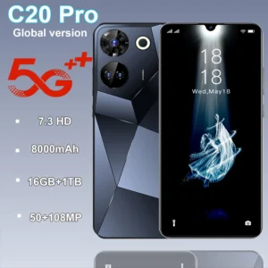 C20 Pro 5G Smartphone 6.8 Inch Display Face Unlock 16GB+1TB 8000mAh 50+108MP Double sims+SD Card