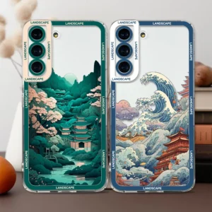 Case For Samsung Galaxy S24 S20 S21 FE S22 Plus S23 Ultra A22 A54 5G Soft Cover Japanese Landscape