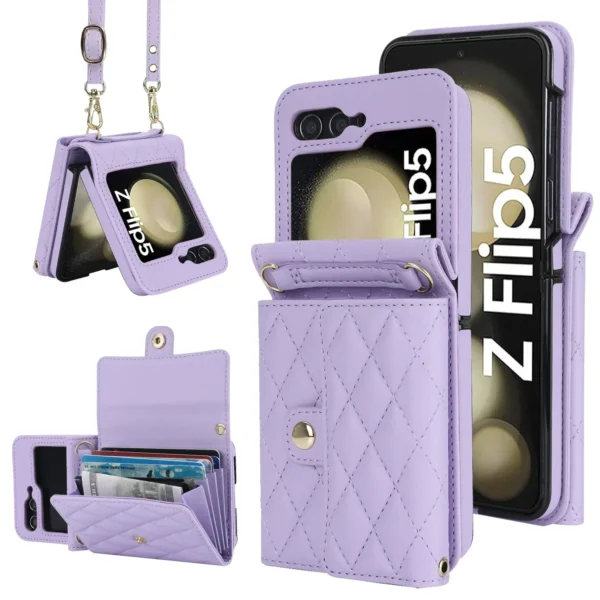 Crossbody Bag Fashion Leather Phone Case For Samsung Galaxy Z Flip 5 4 3 Flip5 Flip4 Flip3 5G Long