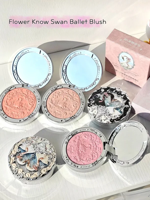 Flower Knows Swan Ballet Series Swan Embossed Blush 5g Lasting Natural Waterproof Blush Cosmetic