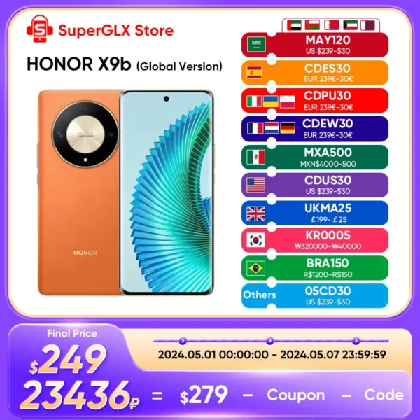 Global Version HONOR Magic6 Lite 5G X9b X50 6.78" Anti-Drop 120Hz Display 108MP Triple Cameras