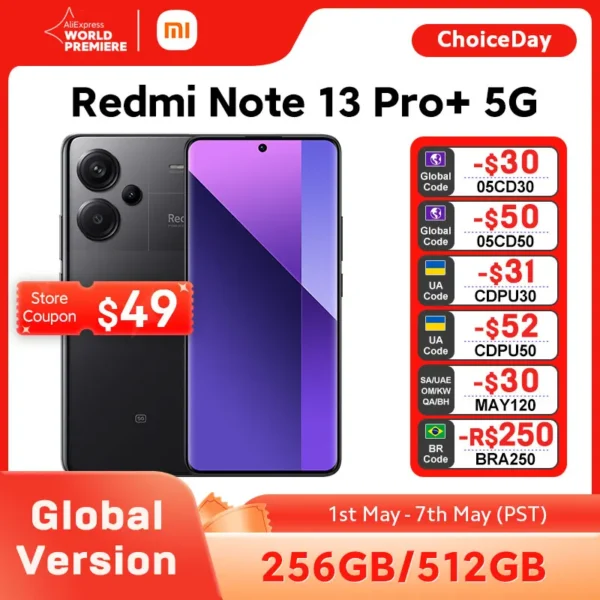 [Global Version] New Xiaomi Redmi Note 13 Pro Plus 5G Smartphone 120W HyperCharge MediaTek Dimensity