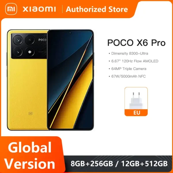 Global Version POCO X6 Pro 5G 256GB/512GB Dimensity 8300-Ultra 67W 64MP Triple Camera 6.67" 1.5K