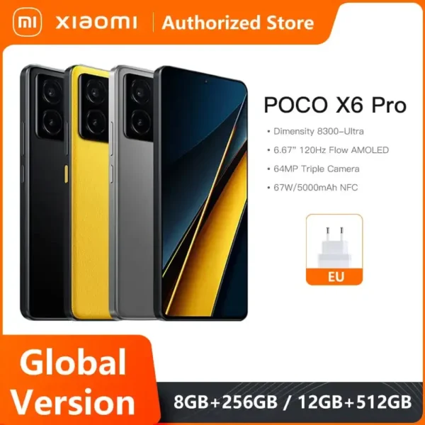 Global Version POCO X6 Pro 5G 256GB/512GB Dimensity 8300-Ultra 67W Turbo Charging 64MP Triple Camera