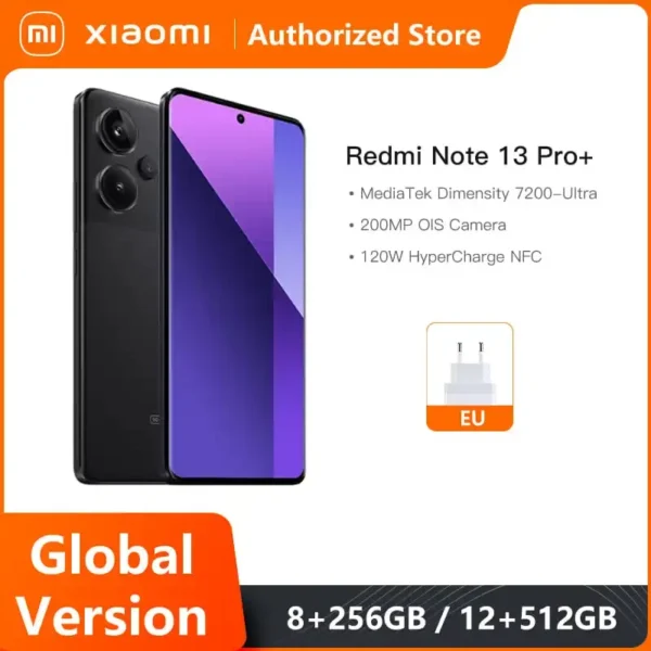 Global Version Xiaomi Redmi Note 13 Pro Plus 5G 200MP OIS Camera 120Hz 1.5K Curved Display MediaTek