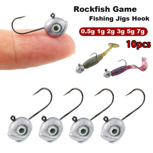 Grouper Crank Jig Head Hook Leaded 0.5g 1g 2g 3g 4g 5g Fly Fishing Hook Rockfish Game Jigs Hook Lure