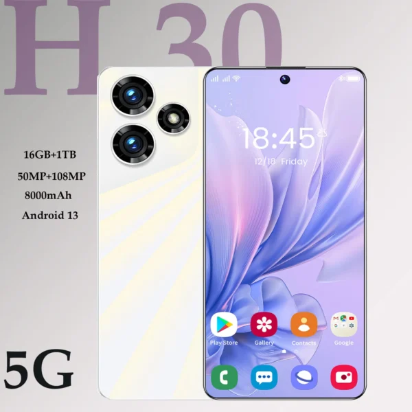 H30 5G Smartphone Face Unlock 7.3 Inch 16GB+1TB 8000mAh 50MP+108MP Dual SIM Dual Standby