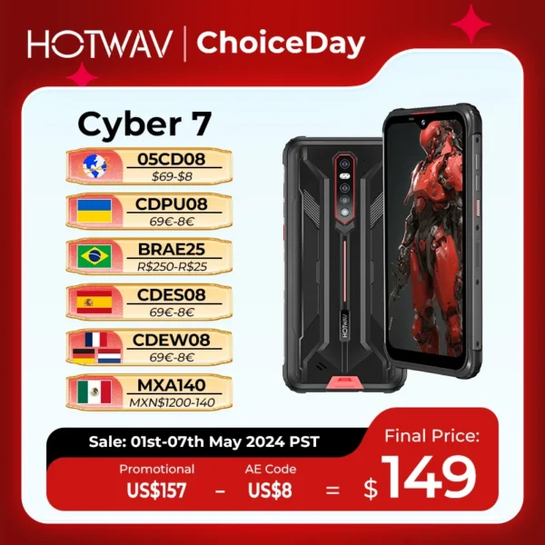 HOTWAV-Cyber 7 5G Conjunto Portátil Robusto 6.3 Polegadas Tela FHD 8GB RAM 128GB ROM Bateria