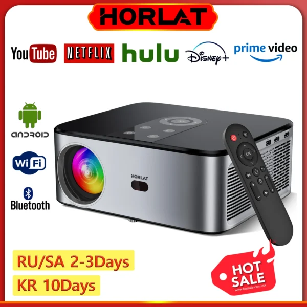 Horlat Android 4k Projektor Full HD 1080p 8k Video Dolby Audio Heimkino Autofokus Keystone 5g WLAN