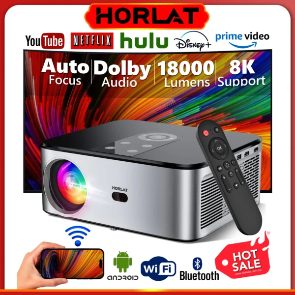 Horlat t03 android 4k projektor full hd 1080p 8k video dolby audio heimkino autofokus keystone 5g