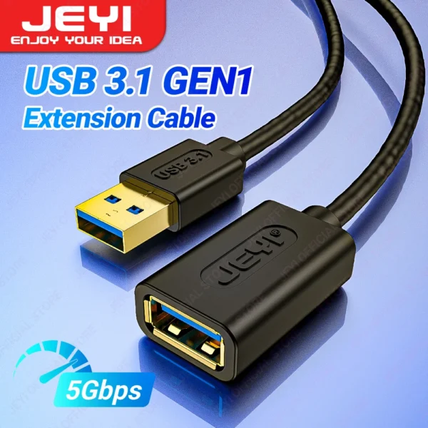 JEYI-USB Cabo de Extensão Gen1 5G Estender Macho para Cabo Feminino Transferência Rápida de