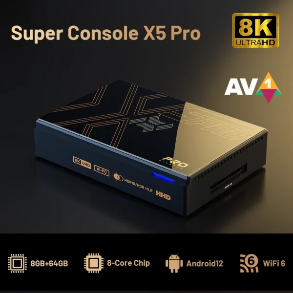 Kinhank Super Console X5 Pro Android TV Box for 8K@60FPS 4K@120FPS with Android 12 8G+64G 2.4G&5G