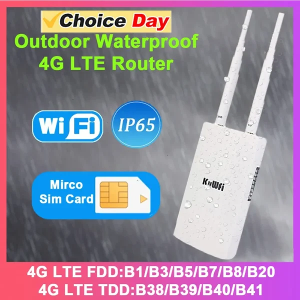 KuWFi Waterproof Outdoor 4G WiFi Router 150Mbps CAT4 LTE Routers 3G/4G SIM Card Router Modem for IP