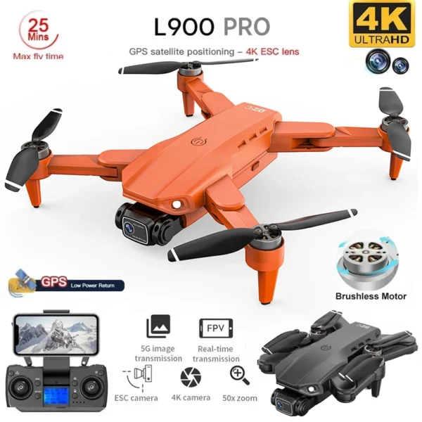 L900 Pro GPS Drone 4K Professional HD Dual Camera 5G Wifi Photography Brushless Foldable Quadcopter