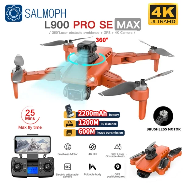 L900 Pro SE MAX Drone 4K Professional With Camera 5G WIFI 360 Obstacle Avoidance FPV Brushless Motor