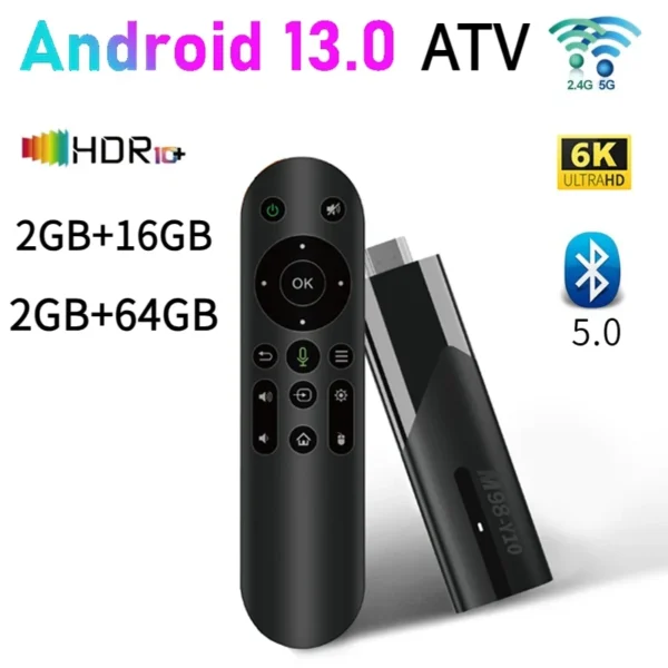 M98-Y10 ATV Smart Android 13 TV Stick All winner H618 2.4G 5G Dual WiFi 6 BT 5.0 2GB 64GB HD 6K