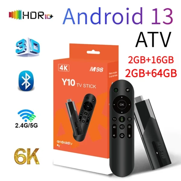 M98-Y10 ATV Smart TV Stick PK DQ06 Allwinner H618 Dual WiFi 2.4G 5G BT5.0 2GB 16GB HD 6K 1080P