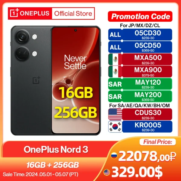 NEW OnePlus Nord 3 5G Global Version 16GB RAM MediaTek Dimensity 9000 120Hz Super Fluid AMOLED