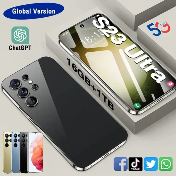 New 5G Mobile Phone S23 Ultra Smartphone 7.0 HD Screen 16G+1T 7800Mah 50MP+108MP Android13 Celulare