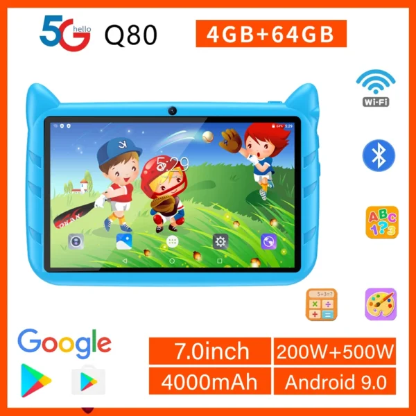 New 7 Inch Global Version 5G WiFi Kids Tablets Quad Core Android Learning Education Tablet PC 4GB