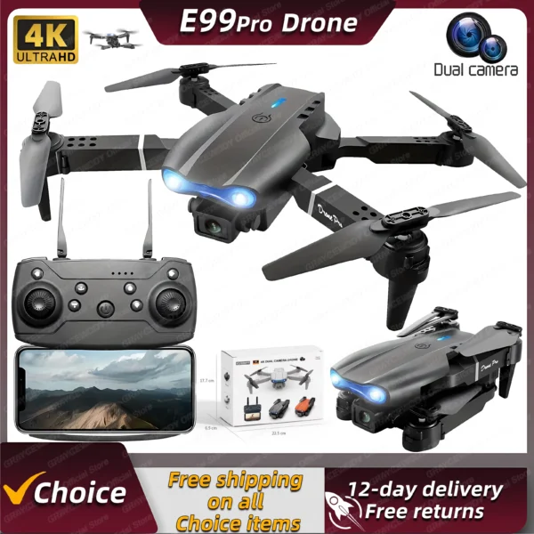 New E99Pro RC Drone 4K Professinal With Wide Angle Dual HD Camera Foldable RC Helicopter 5G WIFI FPV