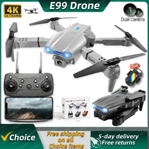 New MINI E99Pro RC Drone 4K Professinal With Wide Angle Dual HD Camera Foldable RC Helicopter 5G