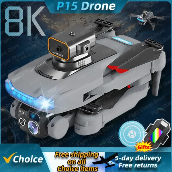 New P15 Mini Drone 8k Profesional 4K HD Camera Obstacle Avoidance Aerial Photography 5G 6Km Foldable