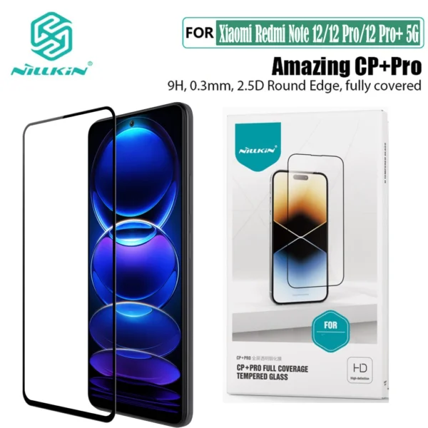 Nillkin para xiaomi redmi note 12 pro 5g vidro temperado cp + pro anti-explosão totalmente protetor