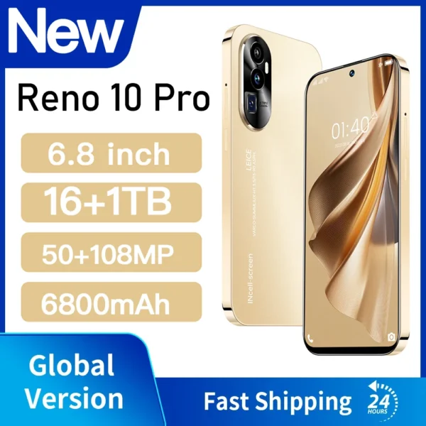 Official New Reno 10 Pro 5G SmartPhone Octa Core Snapdragon 16+1TB 6.8" mobile phone 108MP 6800mAh