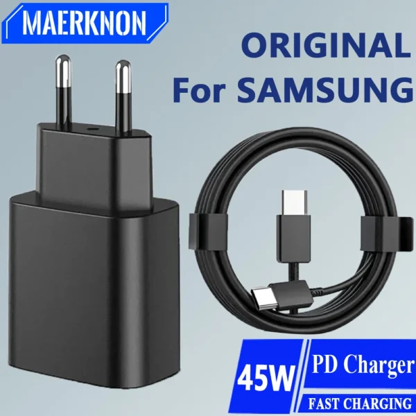 Original 45W PD Charger for Samsung Galaxy S22 S23 Ultra Note 10+ 5G USB C Mobile Phone Type C Fast