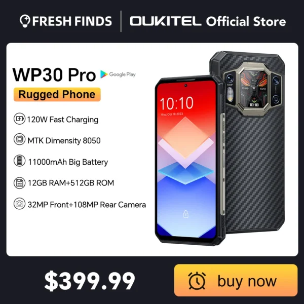 Oukitel WP30 Pro 120W 5G Rugged Smartphone android 13 12GB+512GB 11000 mAh 6.78" FHD+ Mobile Phone