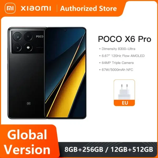 POCO X6 Pro 5G Global Version Smartphone Dimensity 8300-Ultra 6.67" 1.5K Flow AMOLED DotDisplay 64MP