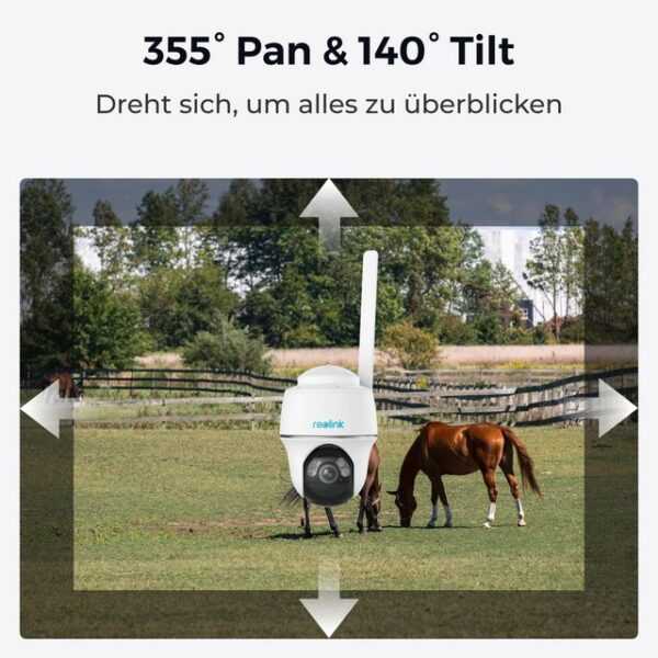 Reolink Go Series G430 - 5MP Akku-Außenkamera, 4G LTE Netzwerk Überwachungskamera (Außenbereich, Personen-/Fahrzeug-/Tiererkennung, 355° Pan & 140° Tilt)