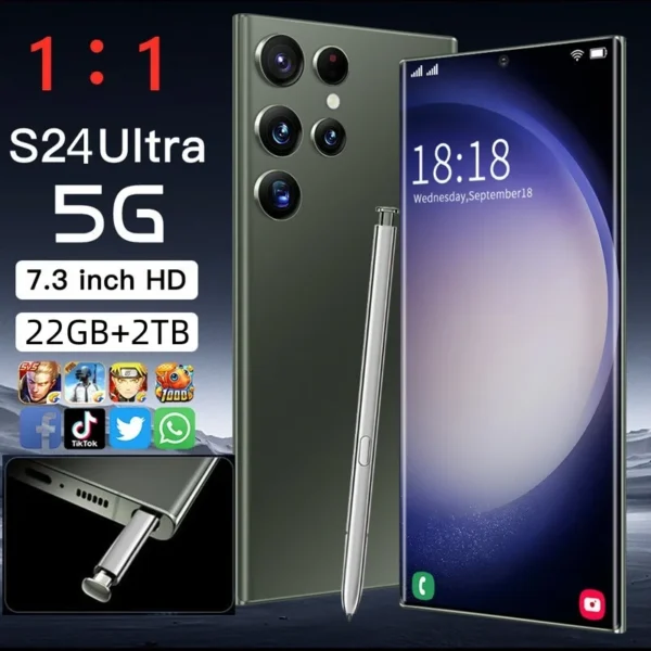 S24 Ultra Mobile Phones 7.3 HD Screen SmartPhone Original 22GB+2TB 4G 5G Dual Sim Celulares Android