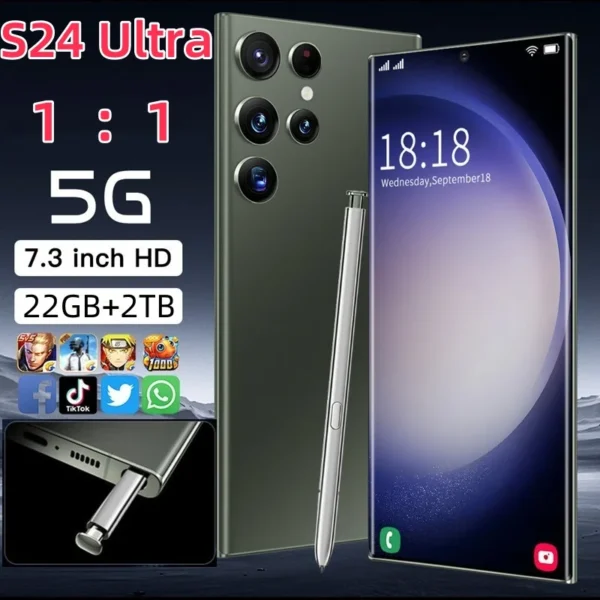 S24 Ultra Mobile Phones 7.3 HD Screen SmartPhone Original 22GB+2TB 4G 5G Dual Sim Celulares Android