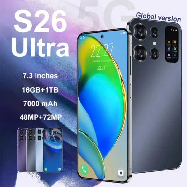 S26 Ultra-teléfono inteligente 5G Android 13 dispositivo de 7 0 pulgadas 16 GB + 1T Dual SIM