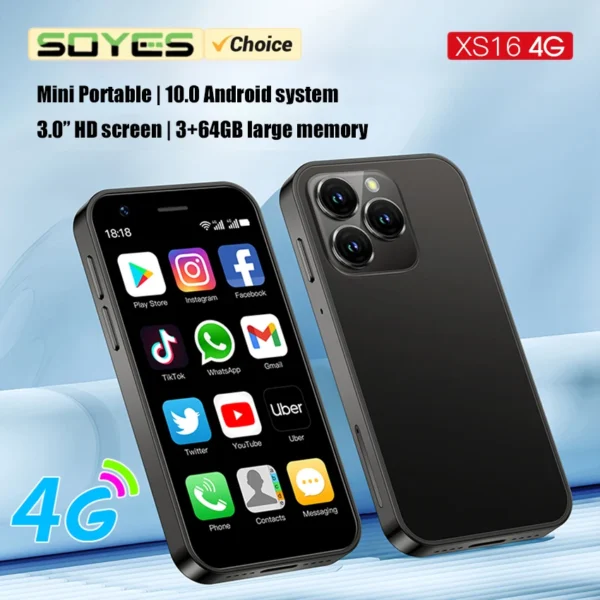 SOYES XS16 Mini Smart Phone 3GB RAM 64 ROM 4G LTE Android 10.0 Quad Core 2000mAh Type C Dual SIM