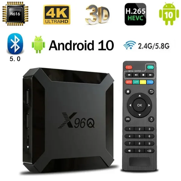 Smart tv box x96q 10.0 android Bluetooth 5.0 allwinner h313 quad core 4g 5g dual wi-fi hd