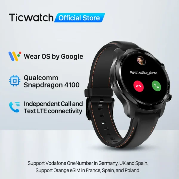 TicWatch Pro 3 LTE Wear OS Smartwatch Vodafone/Orange Men's Sports Watch Snapdragon Wear 4100 8GB